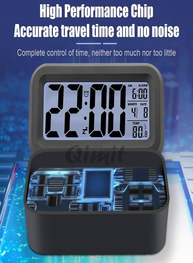 QIMIT Digital Alarm Clock Table Clock for Students, Home, Office, Corporate with Automatic Sensor, Date & Temperature (Black Rectangle Clock) - Image 5